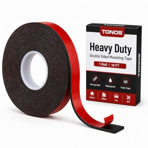 Double Sided Tape Heavy Duty, 1 Roll 10 FT Heavy Duty Double Sided Mounting Tape, Strong Waterproof Foam Adhesive Tape for Walls, Wall Hooks, LED Strips, Car, Home DIY, 2 Sided Double Stick Wall Tape