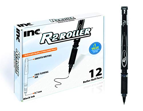 Inc. R2 Rollerball Pens - 0.7 mm Medium-Point Pen Set With Comfort Grip for School, Office, Writing, and Journaling, 12 Pack, Black Ink - style: Medium - 0.7 mm