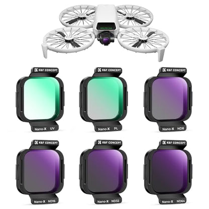 K&F Concept ND PL UV Filter Set Compatible with DJI Flip, 6 Pack UV PL ND8 ND16 ND32 ND64 Neutral Density & Polarizing & UV Protective Filters, HD Optical Glass Multi-Coated Filter - style: UV+CPL+ND8+ND16+ND32+ND64