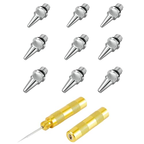 HUBEST 9pc Airbrush Nozzle Replacement Kit, 0.2/0.3/0.5mm & Repair Tool - size: KIT3