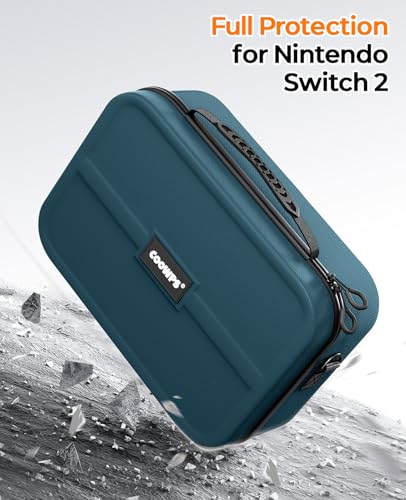 COOWPS for Nintendo Switch 2 Case, 2-Pack Screen Protectors, 6 Thumb Grips - color: Dark Cyan