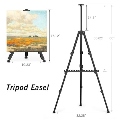 Art Painting Tripod Easel Stand - Portable Adjustable Display Artist Easel - style: Black