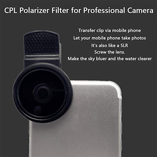 37mm CPL Phone Camera Lens, Universal Polarizer Clip-On Cellphone CPL Filter Compatible with iPhoneSamsung/Android Smartphones