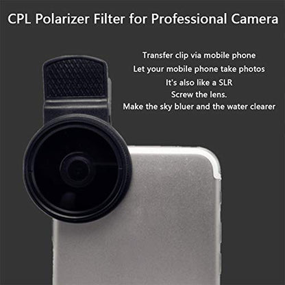 37mm CPL Phone Camera Lens, Universal Polarizer Clip-On Cellphone CPL Filter Compatible with iPhoneSamsung/Android Smartphones