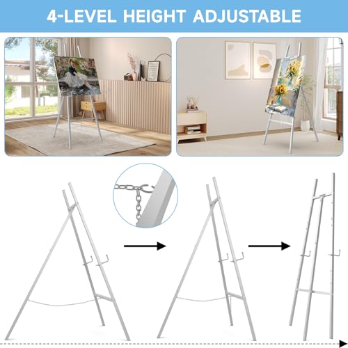 Easel Stand for Sign, Metal Display Easel with Adjustable Chain,Silver - color: Sliver