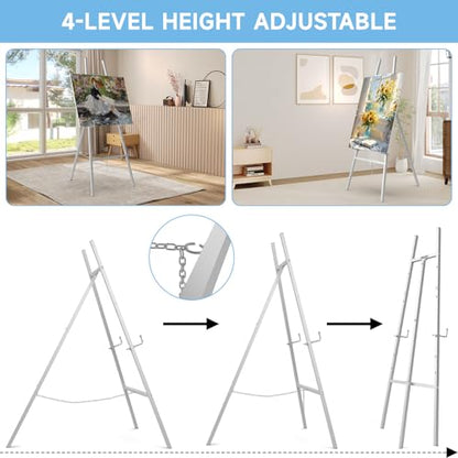 Easel Stand for Sign, Metal Display Easel with Adjustable Chain,Silver - color: Sliver