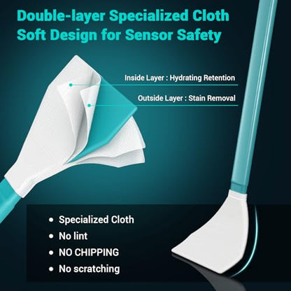 Aocii 20pcs Full Frame Camera Sensor Cleaning Kit, Lens Solution, 24mm Swab, 30ml Cleaner for Sony Nikon Canon FF CCD CMOS (Dust-Free Vacuum Packaging)