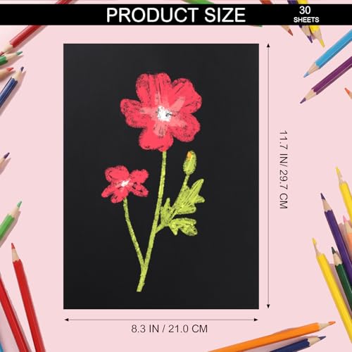 Black Cardstock Paper Pad, 30 Sheets, 230Gsm, 8.3 x 11.7 in
