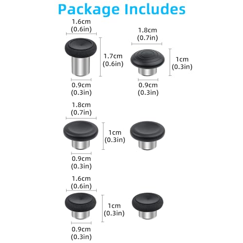 Mcbazel Metal Thumbsticks Replacement for Xbox Elite Series 2, 6 in 1 Metal Custom Button Set fit for Xbox One Elite Series 2 Controller - Black