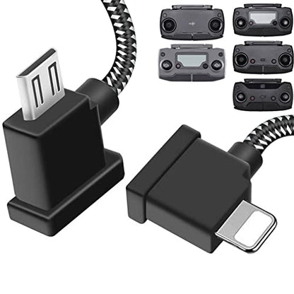 DJI 1FT 90 Degree USB Micro to iOS Remote Controller Cable for Mavic Mini, Mini SE, Pro, Spark, Air, Phone/Tablet Data OTG Cord Accessories - style: Micro to IOS