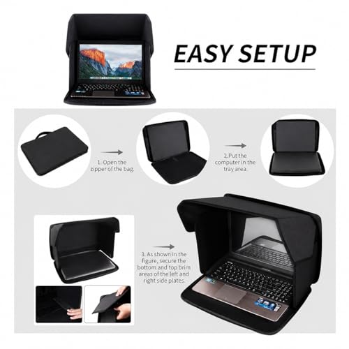 Anti-Glare Laptop Sun Shade for 14-Inch Notebook, Foldable Screen Hood for Outdoor Work