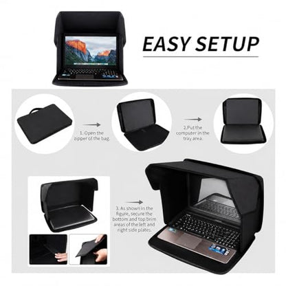 Anti-Glare Laptop Sun Shade for 14-Inch Notebook, Foldable Screen Hood for Outdoor Work