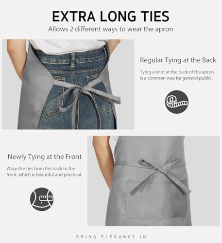 Syntus Apron for Men Women, Adjustable Cooking Kitchen Apron with 2 Pockets - color: Grey Light, style: 2 Polyester