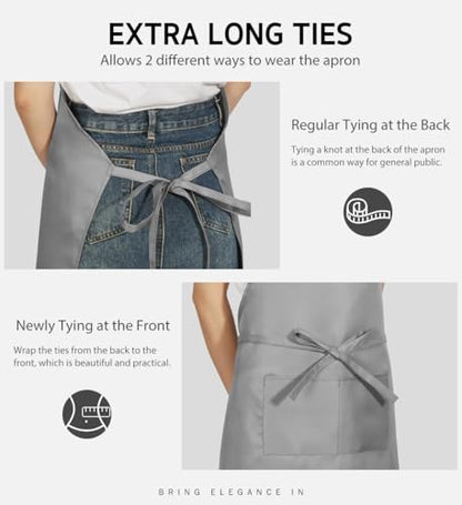 Syntus Apron for Men Women, Adjustable Cooking Kitchen Apron with 2 Pockets - color: Grey Light, style: 2 Polyester