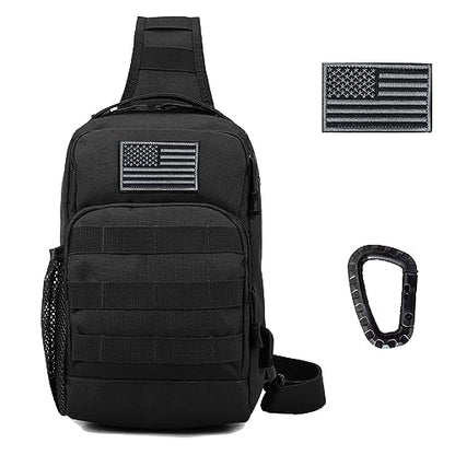 Valinov Tactical Shoulder Bag,Molle Shoulder Backpacks,Military Sling Daypack Backpack with USB Charging port - color: 1 Pack Black