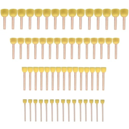 WAFJAMF 60 Pcs Round Sponges Brush Set 4 Sizes DIY Painting Tools Yellow - color: Yellow