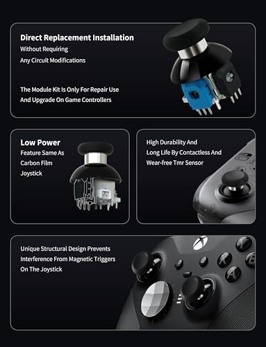 GuliKit 720° Adjustable Tension TMR Magnetic Joystick Replacement Kit - color: NS55-PS5-Black