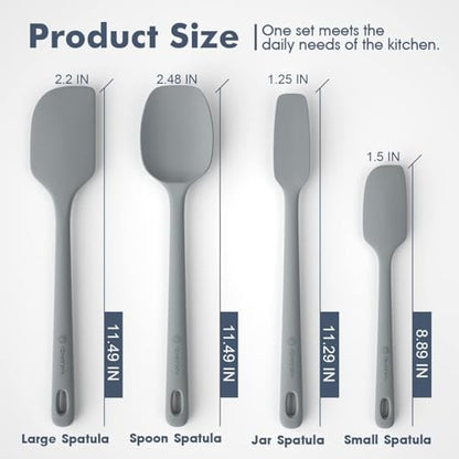 ChefAide 4 Pieces Silicone Spatulas Set, Heat Resistant Rubber Spatula - color: Gray, size: 4 pieces