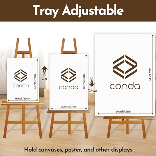 Heavy Duty A-Frame Wood Easel Stand - Adjustable Studio Easel Holds Large Canvas, Mirror, Wedding Sign Up to 90 Inches, Floor Display Easel for Artists & Events, Natural Beechwood - color: BeechWood