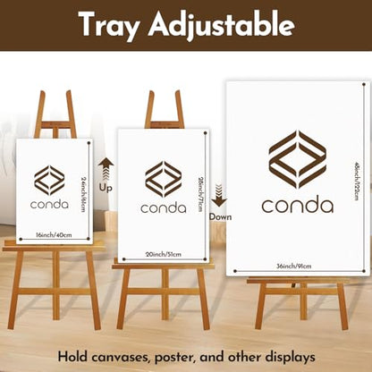 Heavy Duty A-Frame Wood Easel Stand - Adjustable Studio Easel Holds Large Canvas, Mirror, Wedding Sign Up to 90 Inches, Floor Display Easel for Artists & Events, Natural Beechwood - color: BeechWood