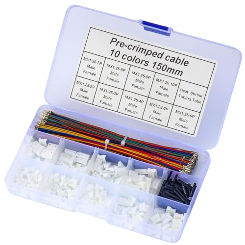 Compatible with Molex Wire-to-Board Connectors, PicoBlade Connectors 1.25mm Pitch with 28AWG Premium Pre-Crimped Wire, PicoBlade 1.25mm 2P 3P 4P 5P 6P 7P 8P 9P 10P Male Female (TC-MX-1.25mm-MF) - size: 1.25mm-PicoBlade-Male-Female