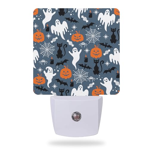 Halloween Night Lights Plug into Wall,Black Cat Ghost Pumpkin Night Light Dusk to Dawn Sensor LED Lamp 0.5W for Boys/Girls/Women/Men Decorations Room 0.5W Sleep Friendly - color: Black Cat Ghost Pumpkin