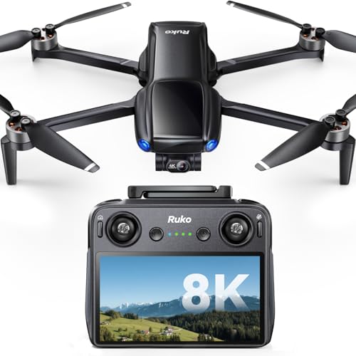 Ruko U11MINI 4K (RC3) Camera Drone for Adults with 5.5" Touchscreen Remote - color: Updated Black