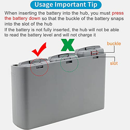 Hanatora Display Two-Way Battery Charging Hub for DJI Mini 4K/2/SE/2 SE Drone,Check Battery Level,Charge Three Batteries in Sequence,Charger Accessories