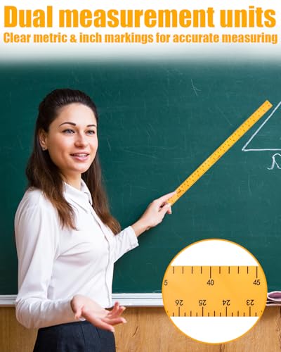 39in Yellow Plastic Meter Stick with Handle, Detachable Sectional Ruler for Teachers Classroom Math Measuring Tools, Durable Teaching Ruler for Whiteboard Chalkboard Office - style: Yellow