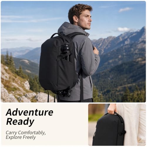 Besnfoto Lightweight Camera Backpack - Everyday Laptop Bag for DSLR Drone - color: Black, size: 16L