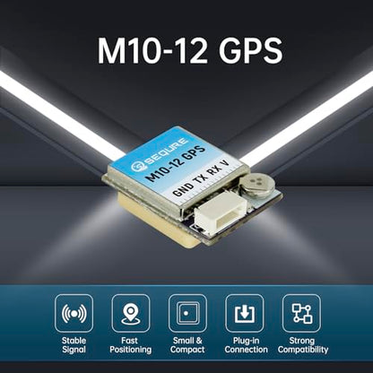 SEQURE M10-12 Mini FPV GPS Module with Upgraded 10th Generation Chip Ceramic Antenna Fast Satellite Positioning for FPV Racing Drones 10Hz Frequency - size: M1012
