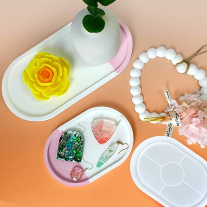2 Pcs Oval Resin Tray Molds, Silicone Coaster Mold for Epoxy - color: Oval