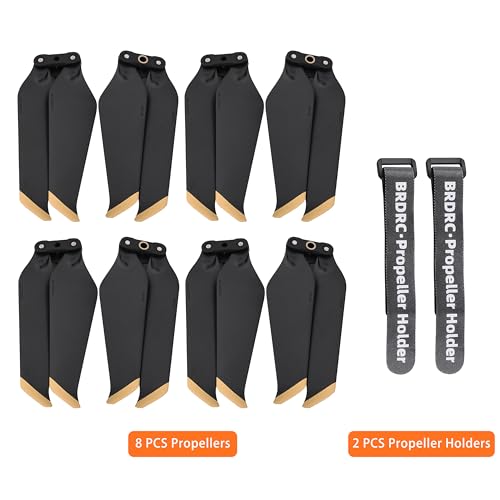 8 PCS 8743F Propellers for Mavic 2, Low-Noise and Quick-Release Stable Blade Replacement Props for DJI Mavic 2 (Golden Tip), Drone Accessories with 2 PCS Propeller Fixing Clips