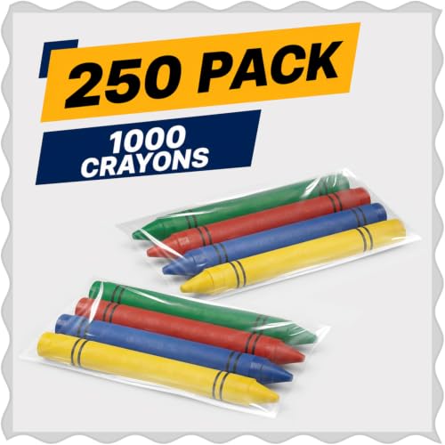 Rosmonde Crayons Bulk, 250 Sets of 4 Pack (1000 Count), Party Favor Crayons