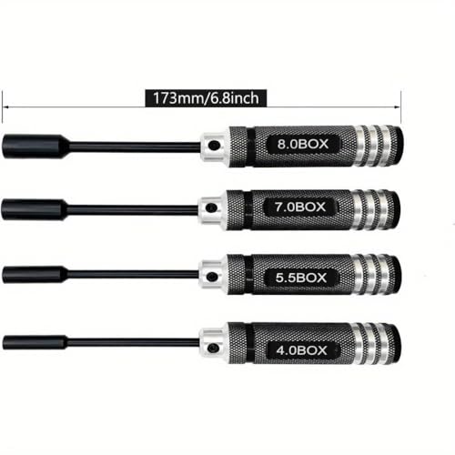 4Pcs Nut Driver Set RC Tool Set Hex Driver for RC Vehicle RC Helicopters FPV Drones Cameras Appliances Repair 4mm 5.5mm 8mm 7mm (BLACK) - color: Black