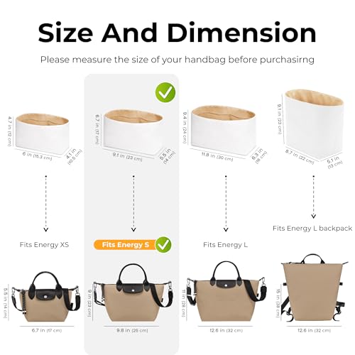 Purse Organizer Compatible with Le-Pliage Energy Small - color: Vanile, size: Fits Energy S