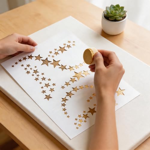 TIAMECH A4 Reusable Wavy Star Stencil for Painting - style: Stars Wavy