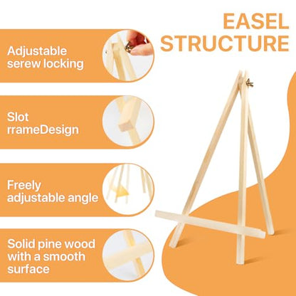 2 Pack 14 Inch Wood Easels, Tabletop Easels, Easel Stand for Painting, Tripod Painting Easels for Art & Crafts, Portable Canvas Holders