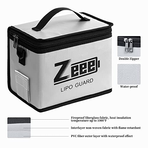 Zeee Fireproof Explosionproof Lipo Bag Battery Storage(8.46 x 6.5 x 5.71in) - color: silver-S