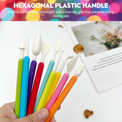 9-Piece Plastic Clay Sculpting Tool Kit – Air-Dry & Polymer Clay Modeling Set with Easy-Grip Handles
