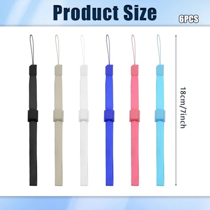 6 PCS Hand Wrist Strap Lanyard, Adjustable Wrist Straps Universal Wristlet Wristband with Slider Lock Phone Strap for Wii Remote Controller, Mobile Phone (Multi-Colour)