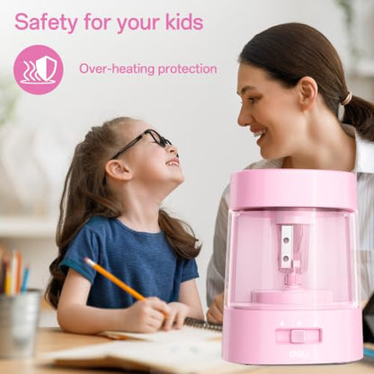 Deli Electric Pencil Sharpener, Automatic Pencil Sharpeners, Light Pink - color: Light Pink