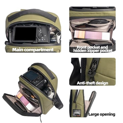 Besnfoto Camera Hardshell Case Crossbody Camera Sling Bag Small Waterproof Photography Bag for Mirrorless and DSLR Cameras - color: Green