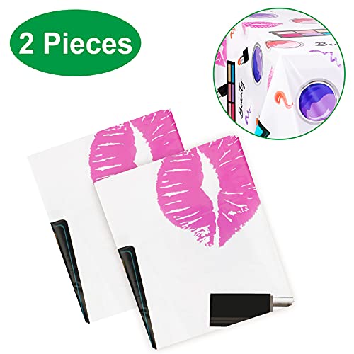PHOGARY 2 Packs SPA Makeup Party Tablecovers, Cosmetics Makeup Theme Tablecloth, Disposable Plastic Rectangular Table Covers for Girls Spa Makeup Party Birthday Cocktail Party Decorations