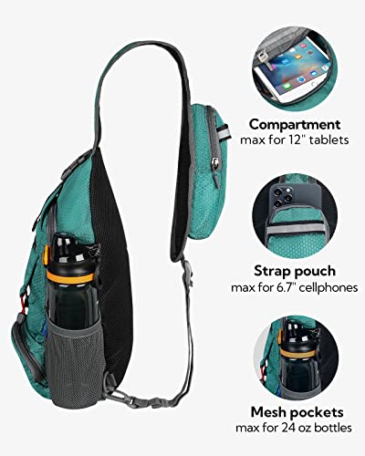 WATERFLY Packable Sling Backpack Lightweight Crossbody Bag Travel Daypack - color: Green
