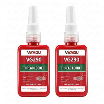 VG290 Thread Locker and Fixative-Seals and Locks Pre-Assembled Fasteners, Bearings - Prevents Loosening and Resists Corrosion -1.69 oz/50ml, Green, 2 Pack - style: $15.99/50ML*2