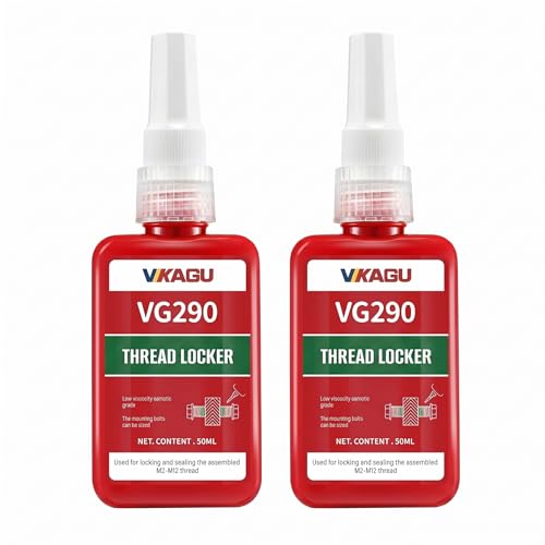 VG290 Thread Locker and Fixative-Seals and Locks Pre-Assembled Fasteners, Bearings - Prevents Loosening and Resists Corrosion -1.69 oz/50ml, Green, 2 Pack - style: $15.99/50ML*2