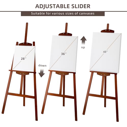 Adjustable Walnut Pine Wooden Painting Easel, Art Easel Stand - color: Walnut