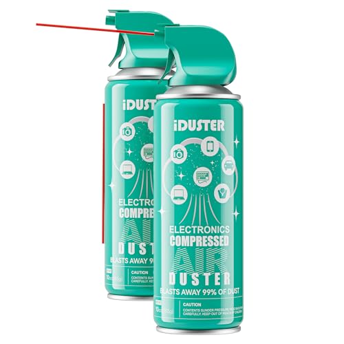 iDuster Compressed Canned Air Duster - 2 PCS Disposable Compressed Air Duster Can Cleaning for Computer,Keyboard, Jewelry, Car and Cellphone, 10oz