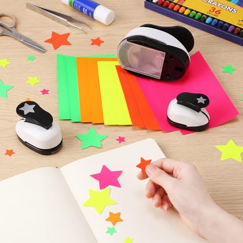 CHENGU 3 Pack Star Hole Punch 2"/1"/0.6", Black - color: Black, style: Star